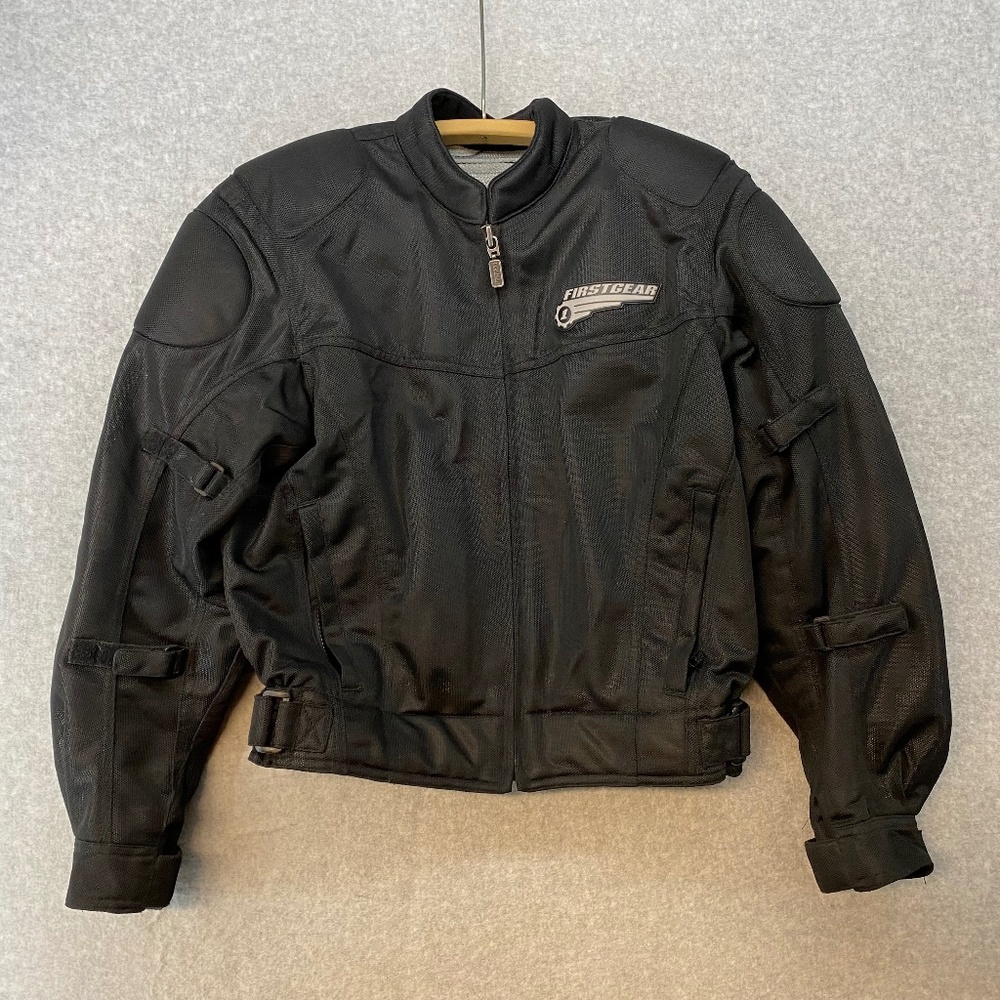 First Gear Motorcycle Jacket Women M Mesh Vented Mesh Black Shoulder Elbow Pads